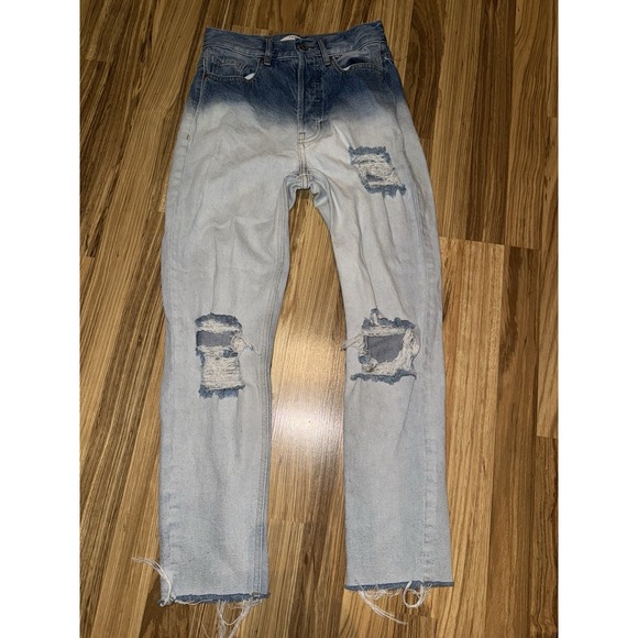 PacSun Light Blue Ultra High Waisted Slim Fit Distressed Jeans Size 25 - Picture 1 of 8